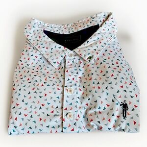 William Murray Golf Polo Shirt Mens XXL Flag Print Stretch Performance